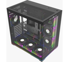 Resim Strong Balerion 7x 120 mm Fanlı Argb Kumandalı Şerit Ledli Atx Akvaryum Siyah Gaming Bilgisayar Kasası (Powersız) 