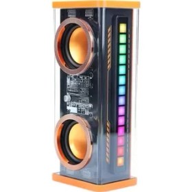 Resim Techno Stock Şeffaf Mecha Taşınabilir Bluetooth Hoparlör Kablosuz Yüksek Ses 