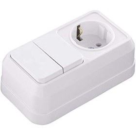 Resim STOREMAX Üstü İkili Komütatör Topraklı Priz Beyaz 1171935 