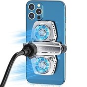 Resim LiLiTok Cep telefonu soğutucu Dual RGB fan, cep telefonu oyunu için, LED radyatör, Xiaomi iPhone Gaming cep telefonu soğutucu, Pubg Genshin Impact Live Streaming için soğutucu (gümüş) 