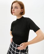 Resim Triko Kazak Kısa Kollu Bisiklet Yaka Simli 