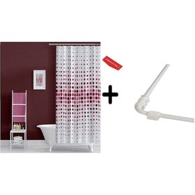 Resim Banyo Perdesi Pembe 2x110x200, Perde Borusu Askı Aparatı Köşe Boru Beyaz Hediyeli, Duş Perdesi Seti Çok Renkli 