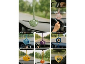 Resim Amigurumi Araba Dikiz Aynası Süsü & Anahtarlık & Çanta Askısı – El Örgüsü Haki Çanta 