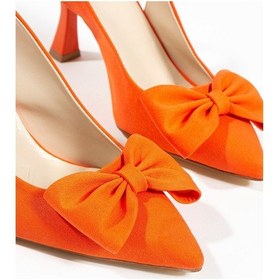 Resim Mila Fiyonk Detay Arkası Açık Topuklu Ayakkabı Turuncu 