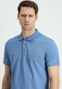 Resim Koyu Havacı Polo Yaka Slim Fit Dar Kesim Nakışlı Pamuk Tişört Kigili