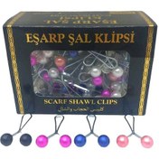Resim Renkli 100 Parça Eşarp Başörtü - Şal Klipsi 4764 