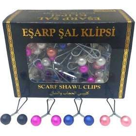 Resim Renkli 100 Parça Eşarp Başörtü - Şal Klipsi 4764 