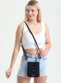 Resim Paksoy Siyah Süet Çapraz Askılı Telefon Çantası 