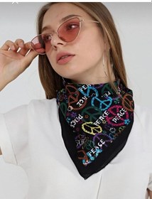 Resim Peace Barış Desenli Fular Bandana Pamuklu Unisex 
