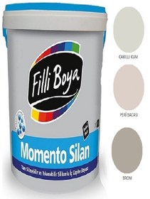 Resim Filli Boya Momento Silan Tam Silinebilir Yıkanabilir Silikonlu Ipek Mat Boya 15lt (çakıllı Kum) 