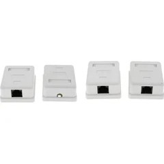Resim 1 Port 8P8C RJ45 CAT5E Ağ Kablosu Duvar Yüzeyi Montaj Kutusu Beyaz x 4 Adet 