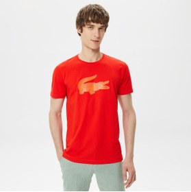 Resim Lacoste Sport Erkek Regular Fit Bisiklet Yaka Baskılı Kırmızı T-shirt 