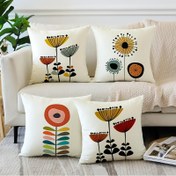 Resim 4'lü Set Geometrik Çiçekli Atkı Yastık Kılıfları, 45.72x45.72 cm - Koltuk & Yatak Odası için Dekoratif Yastık Kılıfları, Fermuarlı, Makinede Yıkanabilir, Sarı 