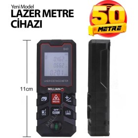 Resim 50 Metre Yüksek Hassasiyet Lazer Metre Ölçer LCD Dijital Ekran Su Terazili Lazermetre Lazerli 