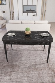 Resim Canisa Concept Ege Serisi 70x114 Açılabilir Siyah Mermer Desen Mutfak Masası 
