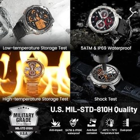 Resim KOSPET Akıllı Saat Erkek, 60 Gün Ekstra Uzun Pil, Yüzmek için 5ATM IP69K Su Geçirmez, Sağlam Askeri Tam Metal Gövdeli Akıllı Saat, 1,43 inç AMOLED HD Ekranlı AI Sesli Saat Android iOS için 