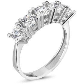 Resim Sophia Nora 925 Ayar Gümüş Beş Taş Alyans 1.50 Ct Ince Standart 12 Numara Yrg15536-4784 