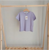 Resim Leydukids Unisex Kız Erkek Rahat Kalıp Baskılı Pamuklu Bebek Çocuk Lila T-shirt 