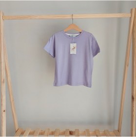 Resim Leydukids Unisex Kız Erkek Rahat Kalıp Baskılı Pamuklu Bebek Çocuk Lila T-shirt 