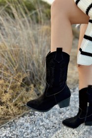 Resim POLKA STORE Angel Nakışlı Fermuarlı Western Kadın Kovboy Çizme 