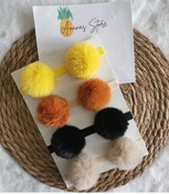 Resim Kız Bebek Çocuk Peluş Ponpon Bandana Seti 