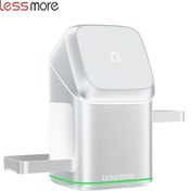 Resim Dashanshop Lessmore Manyetik 4ü 1 Arada Kablosuz Şarj İstasyonu Beyaz Usb Tip-c İphone Uyumlu Airpods Saat 