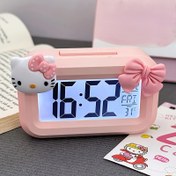 Resim Sanrio Hello Kitty Pembe Büyük Ekranlı Alarm Saati - Sevimli Anime Gece Işığı Masa Dekoru, Yurtlar & Yatak Odaları İçin Mükemmel, Büyüleyici Hediye Fikri, Sevimli Alarm Saati 