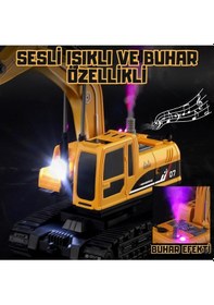 Resim Uzaktan Kumandalı Şarjlı Ekskavatör Buharlı Sesli Işıklı 3 Başlıklı Oyuncak İş Makinesi 