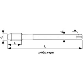 Resim Fett M8 Pld Dın374 Hss İnce Diş Düz Kanal Makina Kılavuzu 