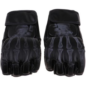 Resim Suntek Yarım Parmak Boks Eldiveni Dövüş Müsabakası Siyah2 Siyah2 Siyah 