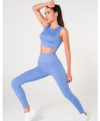 Resim Toparlayıcı Çift Katlı Dikişsiz Fitilli Tayt 