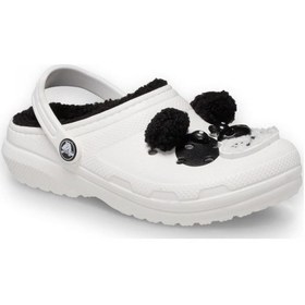 Resim Crocs 210400 Classic Lined Iam Pandabearcgk Beyaz-siyah Kız Çocuk Terlik Beyaz - Siyah 