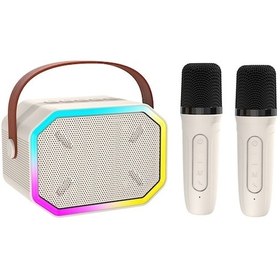 Resim Kablosuz Bluetooth Kareoke Hoparlörü, Taşınabilir Mikrofonlu, 6w Güçlü Ses, Renkli Işık Efektli, Ev Ve Dış Mekan Kullanımı İçin 