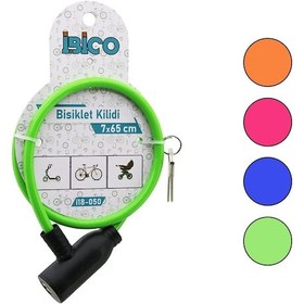 Resim Anahtarlı Eko - İnce Plastik Kafa Bisiklet Kilit Çelik Tel Renkli Çok Renkli 