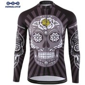 Resim Siyah Kemaloce Sonbahar Pro Uzun Kollu Bisiklet Forması Kafatası Retro Erkekler Tam Kollu Döngüleri Gömlek Giyim Takım Bisiklet Bisiklet Forması Siyah 