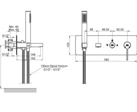 Resim GPD Siyah Ankastre Duş & Banyo Bataryası Seti – Tavandan 300x300 Kare Tepe Duşlu Kombin Paket (MKA165-S, ADS21-S) 