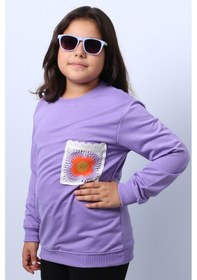 Resim Kız Çocuk Sweat Ribanalı Cepli C43 LİLA 