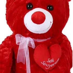 Resim Yumoş Ayı 47 cm Kırmızı Kalpli Pelüş Ayı Sevgiliye Hediye 
