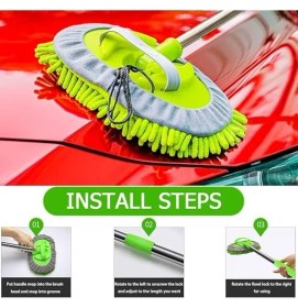 Resim Araba Yıkama Fırçası El Mop Temizleme Aleti Uzun Saplı Yıkama Detaylandırma Kiti Arabalar Kamyon, Suv, Rv, Römork, Mikrofiber Sünger Silgi Boyaya Zarar Vermez Çiziksiz 