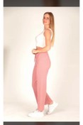 Resim Cooqpoo Geniş Paça Pembe M-l-xl Beden Fitilli Cepsiz Yazlık Kumaş Pantolon Kadın Eşofmanaltı 