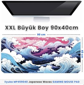 Resim İlyuka Mousepad 90x40cm Büyük Boy Xxl Mp459040 Japanese Waves 