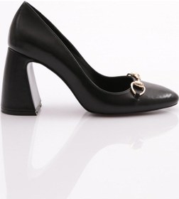 Resim Dgn 8075 Kadin Demir Aksesuarli Topuklu Ayakkabi 8075-2125-R1534 Siyah 