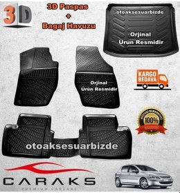 Resim Peugeot 307 Hb 3D Paspas+Bagaj Havuz Siyah 2001-2008 Arası Caraks 
