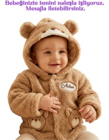 Resim bebek_iklimi İsimli Peluş Polar Ayıcık Figürlü Düğmeli Bebek Hırkası 1-3 Yaş 
