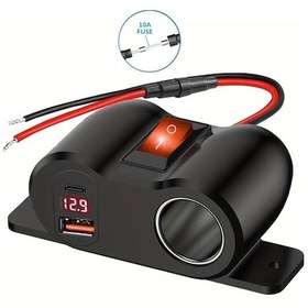 Resim Xuweiwei 12v Cift Usb Cikisli Pd3 0 Qc3 0 Voltmetreli Arac Sarj Cihazi Kirmizi Isik Tekne Deniz Kamyon Karavan Golf Utv Adaptoru 