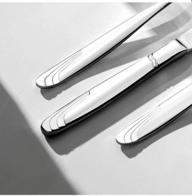 Resim Nehir Lizbon Sade 12 Kişilik 89 Parça Çatal Kaşık Bıçak Takımı Gümüş 