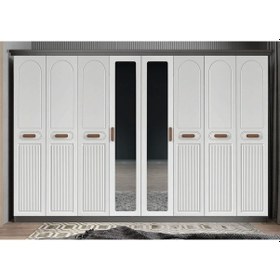 Resim Falcon Membran 8 Kapaklı Gardırop Montaj Dahil Füme Beyaz 320 Cm 