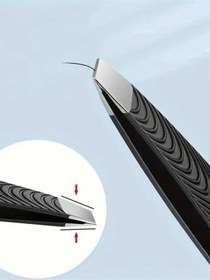 Resim NaturalCharm Profesyonel Paslanmaz Çelik Kaş Cımbızı, Siyah Hipoalerjenik Hassas Kıl Alma Kaş Şekillendirme Aracı 