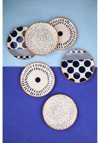 Resim Tabak Evi Porselen Spotty Karma Pasta Tabağı Seti 19,50cm 6 Kişilik 6 Parça Çok Renkli 