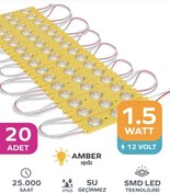 Resim Point 3 Ledli Parmak Led Modül 1.5w 2835 Smd Mercekli 12v-20 Adet Sarı 